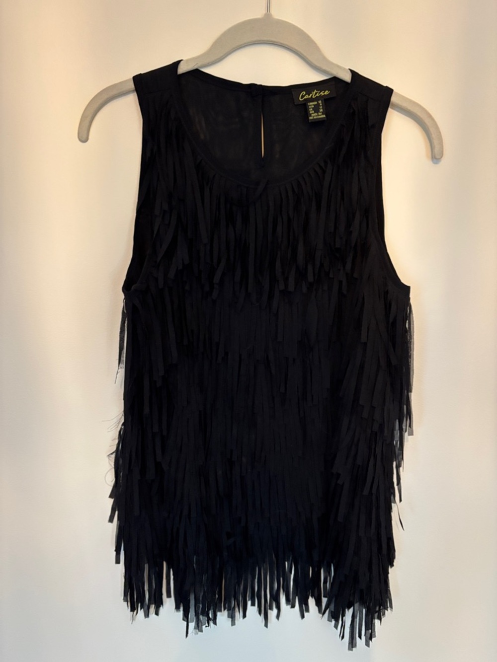 Cartise Black Layered Fringe Tank size 8